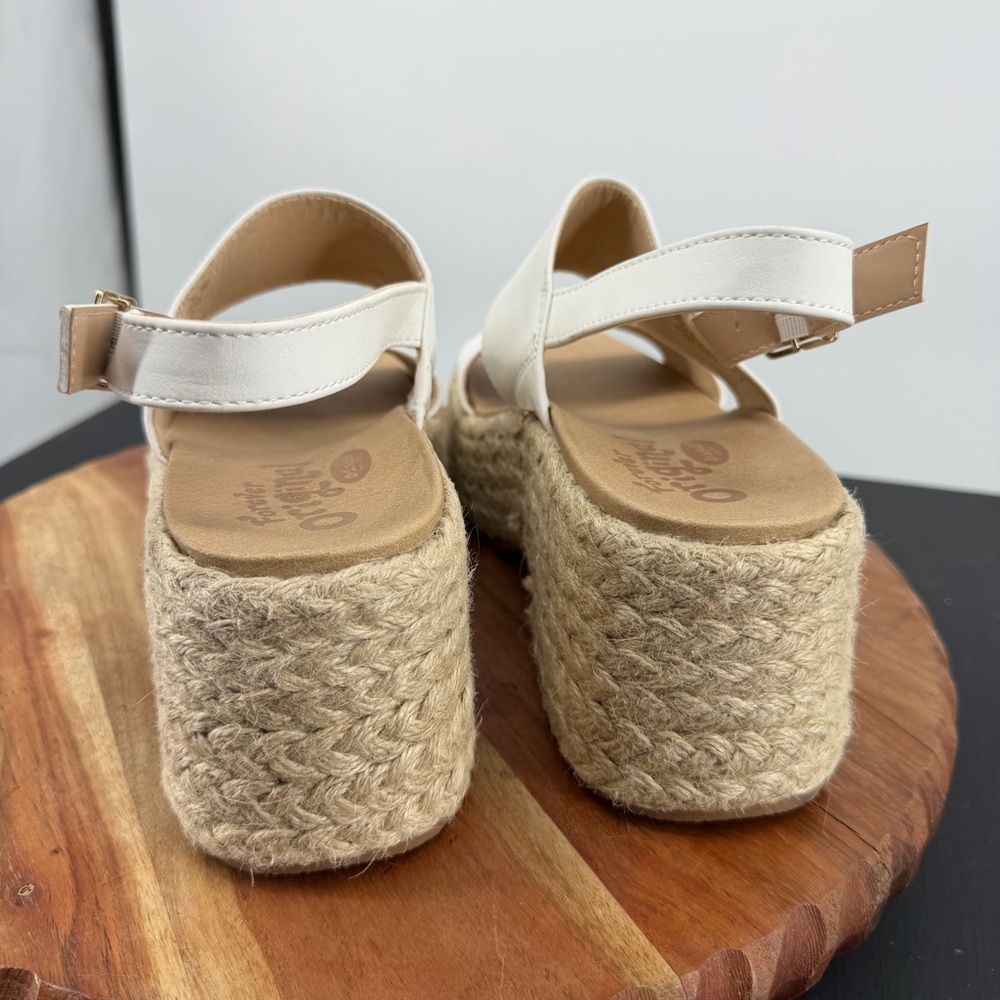 Dr.‎ Scholl's Women's Delaney Espadrille Wedge Sandal, White sz 7.5 faux leather - Picture 5 of 12